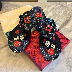 Tory Burch Navy Tea Rose sandals